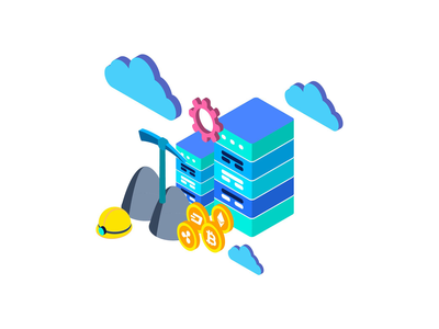 云挖掘等轴测图(Cloud Mining Isometric Illustration)