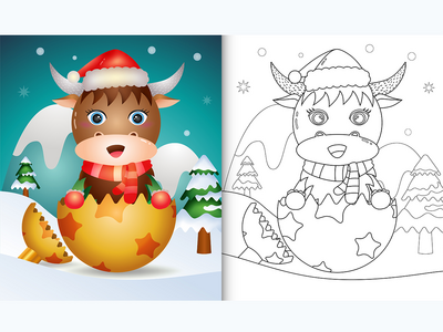 带可爱水牛的孩子们的图画书(coloring book for kids with a cute buffalo)