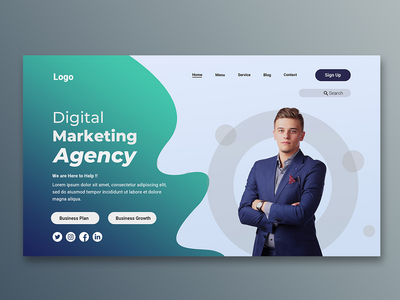 企业网站登陆页面创意横幅模板(Corporate website landing page creative banner template)