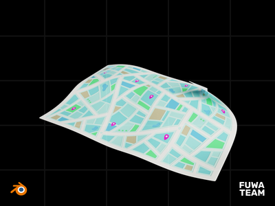 3D 游戏物品在黑暗插图包中发光 - 地图(3D Game Item Glow In The Dark Illustration Pack - Map)