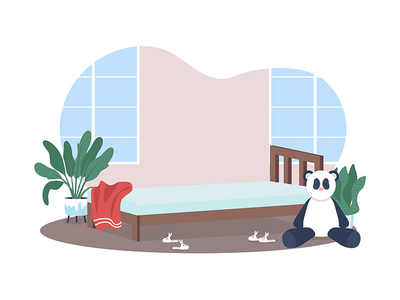 儿童卧室 2D 矢量网页横幅、海报(Children bedroom 2D vector web banner, poster)