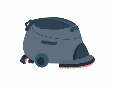 自动真空吸尘器半平面彩色矢量对象(Automatic vacuum cleaner semi flat color vector object)