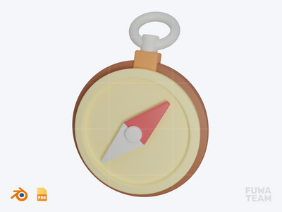 指南针 - 3D 野营插画包（正面）(Compass - 3D Camping Illustration Pack (front))