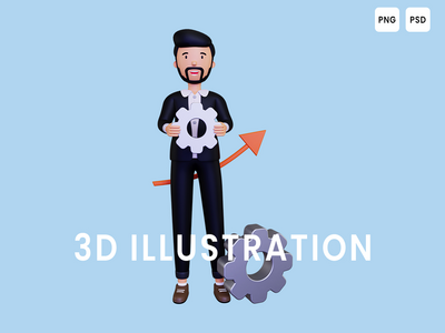 做成长管理的 3d 商人(3d Businessman doing growth management)