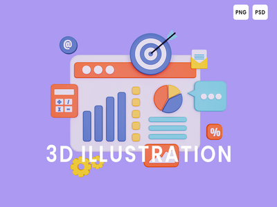 业务目标 3d 图(Business Goal 3D Illustration)