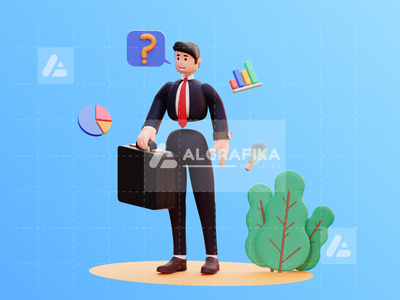 3d 字符商人图(3D Character Businessman Illustration)