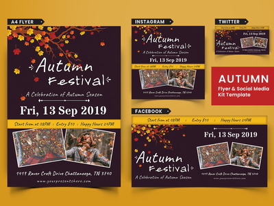 秋季节日传单和社交媒体包 11(Autumn Festival Flyer & Social Media Pack-11)