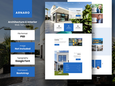 ARNARO - 建筑与室内网页登陆页面 Psd 模板(ARNARO - Architecture & Interior Web Landing Page Psd Template)