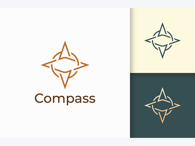 简单形状的指南针徽标(Compass Logo in Simple Shape)