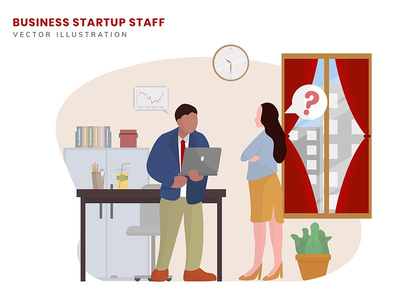 业务启动人员矢量图(Business Startup Staff Vector Illustration)