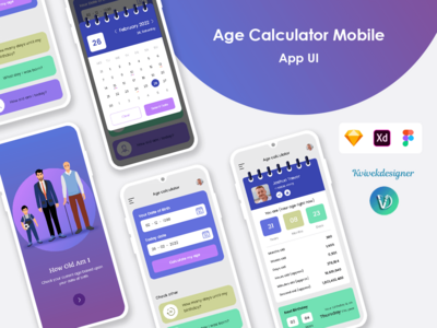年龄计算器移动应用程序 UI 套件(Age Calculator Mobile App UI Kit)