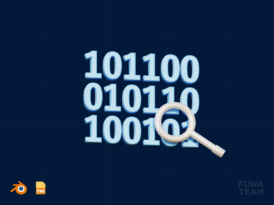 二进制代码 - 3D 互联网安全插图（正面）(Binary Code - 3D Internet Security Illustration (front))