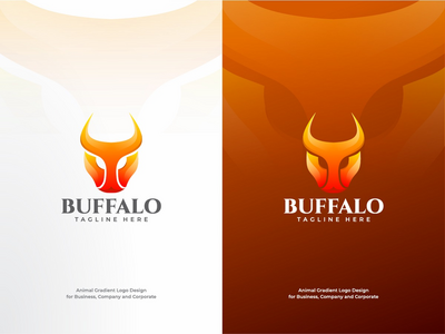 水牛头渐变标志创辉设计模板(Buffalo Head Gradient Logo Colorfull Design Template)