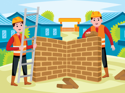 建设者职业矢量图(Builders Profession Vector Illustration)