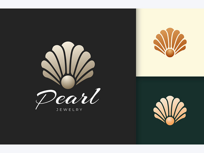 奢侈品和贝壳形状中的抽象珍珠或珠宝标志(Abstract Pearl or Jewelry Logo in Luxury and Shell Shape)