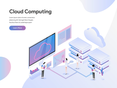 云计算等距插图概念(Cloud Computing Isometric Illustration Concept)