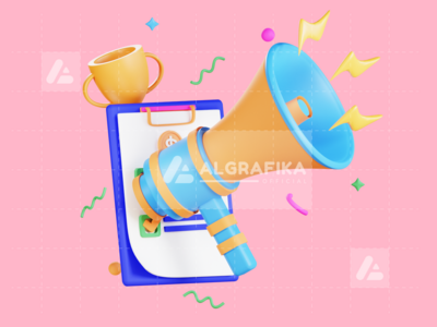 3D 扩音器商业插画(3D Megaphone Business Illustration)