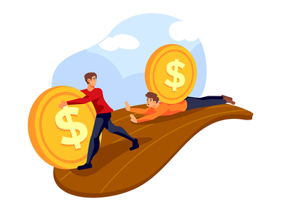 逃离美元衰退的商人(Businessmen escaping from falling dollar recession)