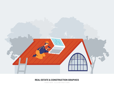 在房子里工作的建筑工人(Construction workers working on a house)