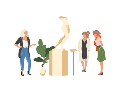 文化博物馆旅游平面彩色矢量不露面人物(Cultural museum tourist flat color vector faceless characters)