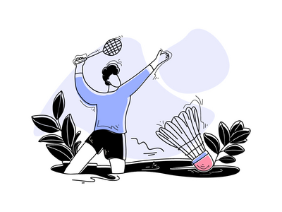 羽毛球平面插画概念奥林匹克运动会(Badminton flat illustration concept Olympic Games Sport)