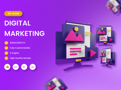 3D 数字营销插图(3D Digital Marketing illustration)