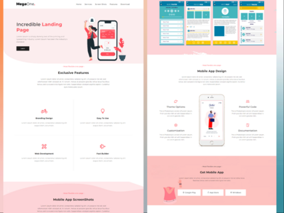 应用登陆有吸引力的网页模板(App Landing Attractive Web Template)
