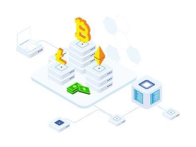 Blockchain 等轴测图上的加密货币技术(Cryptocurrency Technology on Blockchain Isometric Illustration)