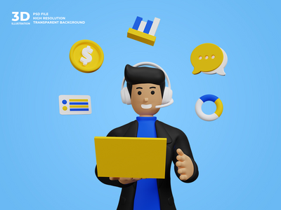 3d 男性角色在工作(3d male character at work)