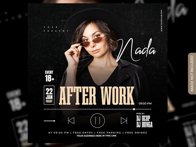 下班后 dj 派对传单或社交媒体帖子和网页横幅(After Work dj party flyer or social media post and web banner)
