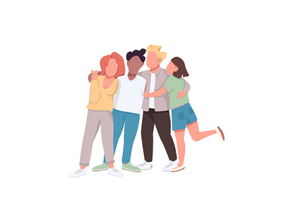 社区平面颜色矢量不露面人物(Community flat color vector faceless characters)