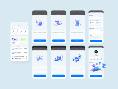 添加集团资金 - 数字钱包移动 Ui 套件(Add Group Funds - Digital Wallet Mobile Ui kits)