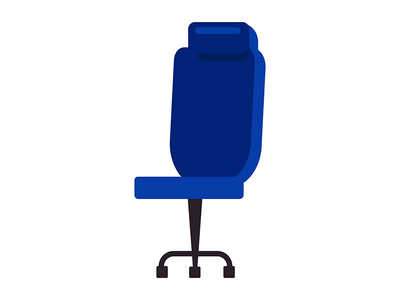 蓝色办公椅半平面彩色矢量对象(Blue office chair semi flat color vector object)