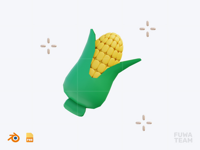 玉米 - 3D秋季插画包（正面）(Corn - 3D Autumn Illustration Pack (front))