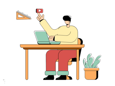 动画在线教育平面插图(Animation Online Education flat illustration)