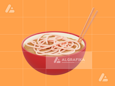 3d 插图面条对象(3d illustration noodles object)