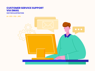 通过电子邮件插图提供客户服务支持(Customer Service Support via Email Illustration)