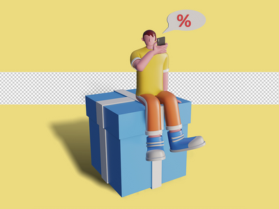 快乐的人的 3d 插图携带礼品盒。高级 Psd(3d illustration of Happy people carry gift boxes. Premium Psd)