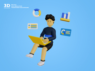 3d 男性角色在工作(3d male character at work)