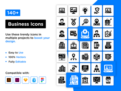 145 个商业字形图标(145 Business Glyph Icons)