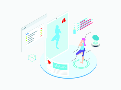 ARVR 健康等距图(ARVR Health Isometric Illustration)