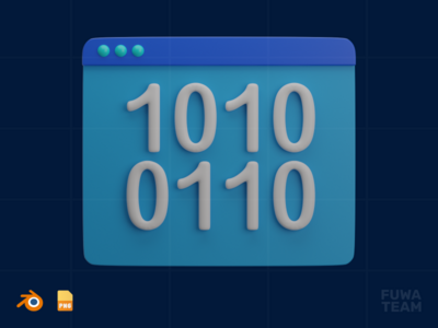 二进制代码 - 3D 网络安全插图（正面）(Binary Code - 3D Cyber Security Illustration (front))