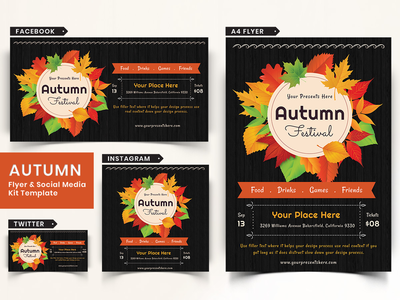 秋季节日传单和社交媒体包-09(Autumn Festival Flyer & Social Media Pack-09)