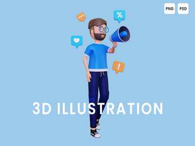 从事购物销售营销的 3d 人(3d Man working on shopping sale marketing)
