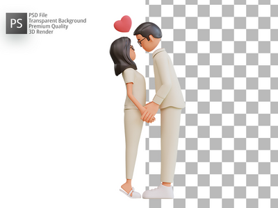 情侣浪漫，3D 渲染(Couple Romantic, 3D Render)