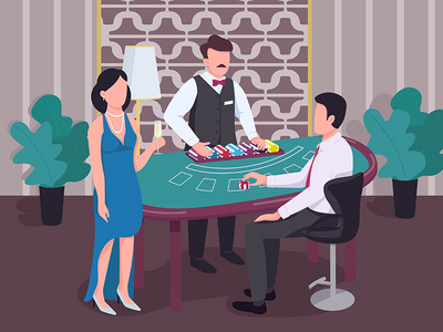 赌场平面颜色矢量图(Casino flat color vector illustration)