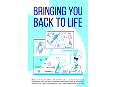 让你起死回生海报平面剪影矢量模板(Bringing you back to life poster flat silhouette vector template)