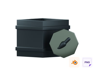 框和画笔 3D 图标(Box & Brush 3D Icon)
