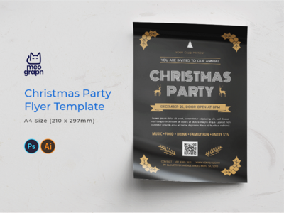 圣诞晚会传单模板(Christmas Party Flyer Template)