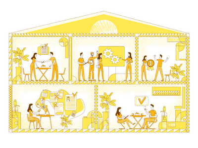 商业公司平面剪影矢量图(Business company flat silhouette vector illustration)